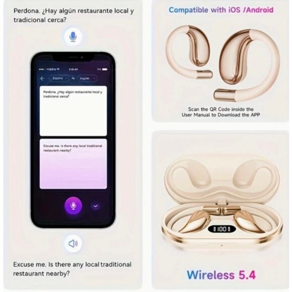 WORLD TALK 156 Languages 3 in 1 Translation Earbuds Professional Edition, NEW. - Picture 6 of 8